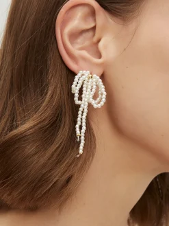 COMMENSE Bow Pearl Tassel Earrings* Earrings|Accessories