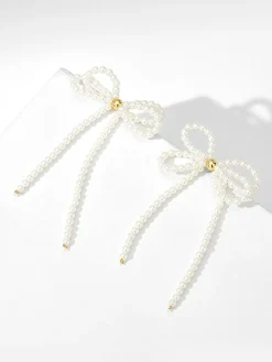 COMMENSE Bow Pearl Tassel Earrings* Earrings|Accessories