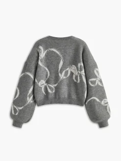 COMMENSE Bow Printed Loose Pullover Sweater* Sweater Tops|Sweaters & Cardigans