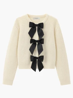 COMMENSE Bow Ribbed Warm Sweater* Sweater Tops|Sweaters & Cardigans