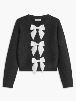 COMMENSE Bow Ribbed Warm Sweater* Sweater Tops|Sweaters & Cardigans