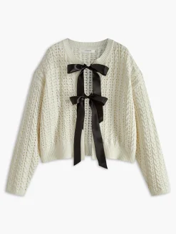 COMMENSE Bow Round Neck Cardigan* Cardigans|Sweaters & Cardigans