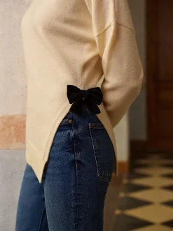 COMMENSE Bow-Decor High Stretch Slit Sweater* Knitwear|Tops