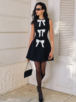 COMMENSE Bow-Decor Zipper Tank Dress* Casual Dresses|Work Dresses