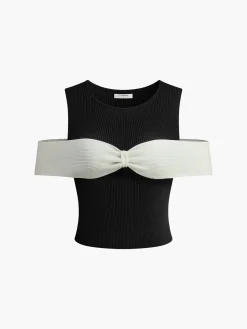 COMMENSE Bow-Trim Stretch Sweater Vest* Sweater Vests|Sweaters & Cardigans