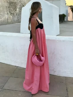 COMMENSE Bra-Splicing Halter Strap Long Dress* White Dresses|Casual Dresses