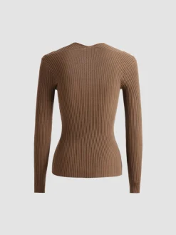 COMMENSE Bronzework Knitted Ribbed Pullover Sweater* Sweater Tops|Sweaters & Cardigans