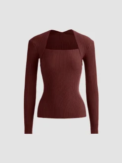 COMMENSE Bronzework Knitted Ribbed Pullover Sweater* Sweater Tops|Sweaters & Cardigans