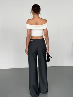 COMMENSE Buckle Belted Cutout Pants* Pants|Bottoms