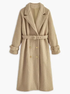 COMMENSE Buckle Belted Long Faux Fur Coat* Outerwear|Coats