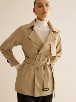 COMMENSE Buckle Design Lapel Belted Trench Coat* Outerwear|Tops