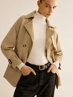 COMMENSE Buckle Design Lapel Belted Trench Coat* Outerwear|Tops