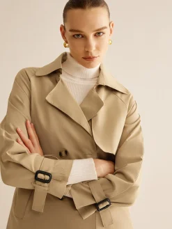 COMMENSE Buckle Design Lapel Belted Trench Coat* Outerwear|Tops