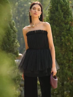 COMMENSE Bud Waist Mesh Tube Top* Tops