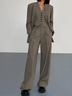 COMMENSE Business Casual Pleat Dress Pants* Pants|Matching Sets
