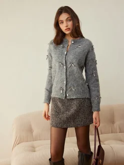COMMENSE Button Down Bow-Decor Cardigan* Cardigans|Sweaters & Cardigans