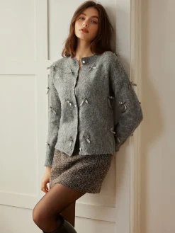 COMMENSE Button Down Bow-Decor Cardigan* Cardigans|Sweaters & Cardigans