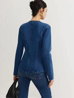 COMMENSE Button Down Denim Slim Blouse* Blouses & Shirts|Denim