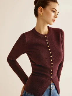 COMMENSE Button Down Slit Slim Cardigan* Cardigans|Sweaters & Cardigans