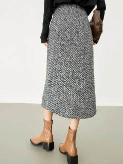 COMMENSE Button Down Tweed Boucle Maxi Skirt* Skirts|Bottoms