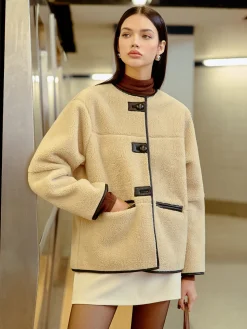 COMMENSE Button Faux Fur Winter Coat* Outerwear|Coats
