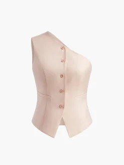 COMMENSE Button Front Asymmetrical Tank Top* Tank Tops & Camis|Tops