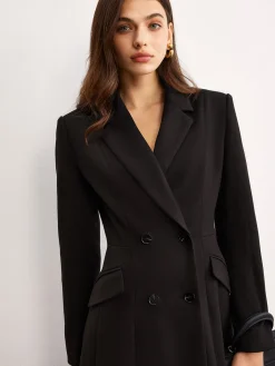 COMMENSE Button Lapel Long Blazer* Outerwear|Blazers