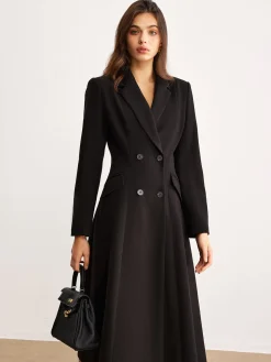 COMMENSE Button Lapel Long Blazer* Outerwear|Blazers