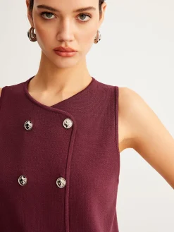 COMMENSE Button Petite Sweater Vest* Sweater Vests|Sweaters & Cardigans