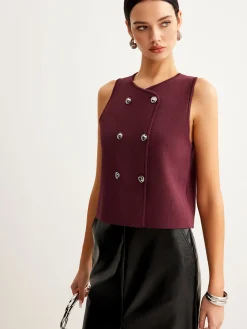 COMMENSE Button Petite Sweater Vest* Sweater Vests|Sweaters & Cardigans