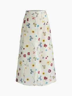 COMMENSE Button Print Straight Skirt* Skirts|Bottoms