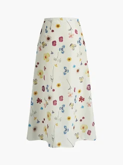 COMMENSE Button Print Straight Skirt* Skirts|Bottoms
