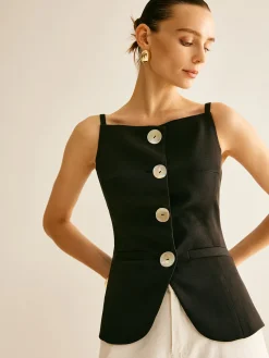 COMMENSE Button Split Cami Vest* Outerwear|Vests