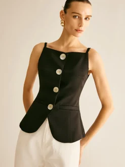 COMMENSE Button Split Cami Vest* Outerwear|Vests