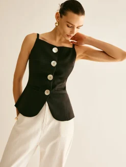 COMMENSE Button Split Cami Vest* Outerwear|Vests