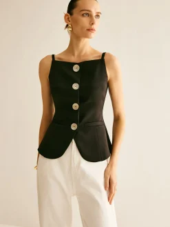 COMMENSE Button Split Cami Vest* Outerwear|Vests