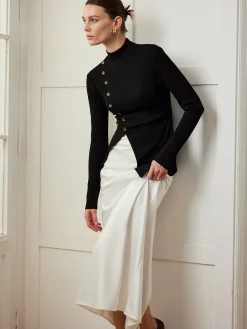 COMMENSE Button Split Skinny Blouse* Blouses & Shirts|Tops
