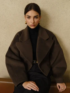 COMMENSE Button Tweed Lapel Short Coat* Outerwear|Coats