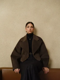 COMMENSE Button Tweed Lapel Short Coat* Outerwear|Coats
