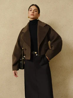 COMMENSE Button Tweed Lapel Short Coat* Outerwear|Coats