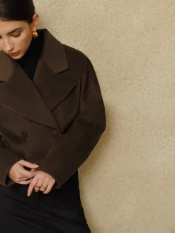 COMMENSE Button Tweed Lapel Short Coat* Outerwear|Coats