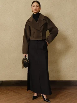 COMMENSE Button Tweed Lapel Short Coat* Outerwear|Coats
