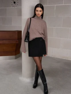 COMMENSE Button Tweed Warm Skirt* Skirts|Matching Sets