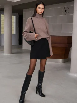 COMMENSE Button Tweed Warm Skirt* Skirts|Matching Sets