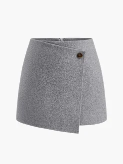 COMMENSE Button Tweed Warm Skirt* Skirts|Matching Sets