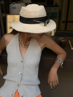 COMMENSE Button V-Neck Knit Vest* Sweater Vests|Sweaters & Cardigans