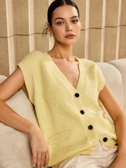 COMMENSE Button V-Neck Sweater Vest* Sweater Vests|Sweaters & Cardigans