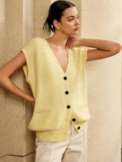 COMMENSE Button V-Neck Sweater Vest* Sweater Vests|Sweaters & Cardigans