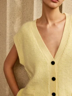 COMMENSE Button V-Neck Sweater Vest* Sweater Vests|Sweaters & Cardigans