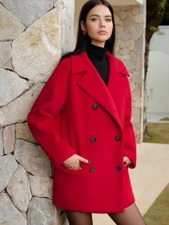COMMENSE Button Warm Lapel Coat* Outerwear|Tops